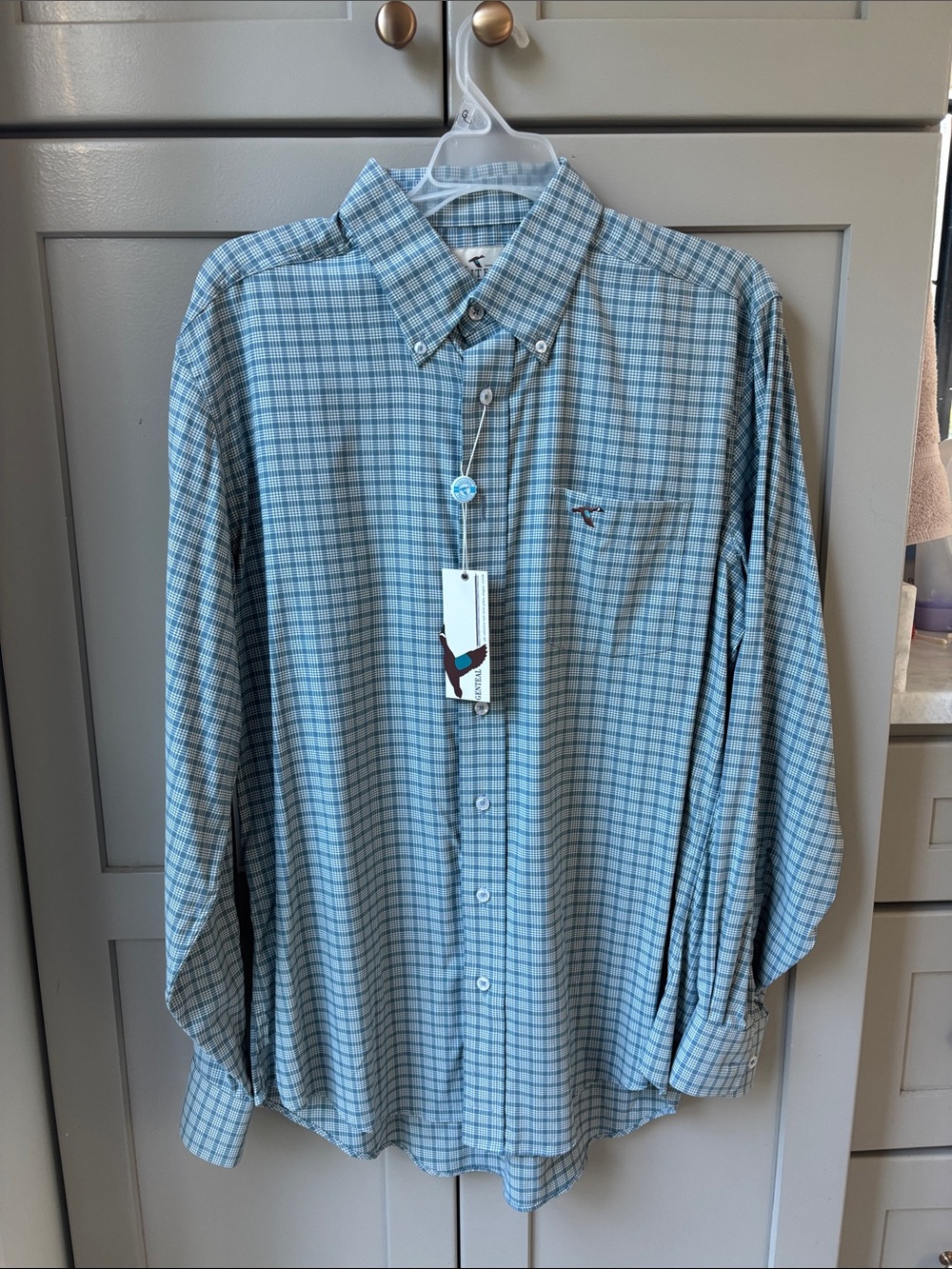 Men's Light Blue Check Button-Down Shirt - Genteal